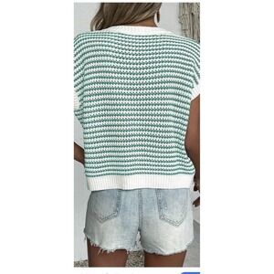 Boutique Green Striped Cable Knit Sweater M Summer ,Spring St Pattys 531‎